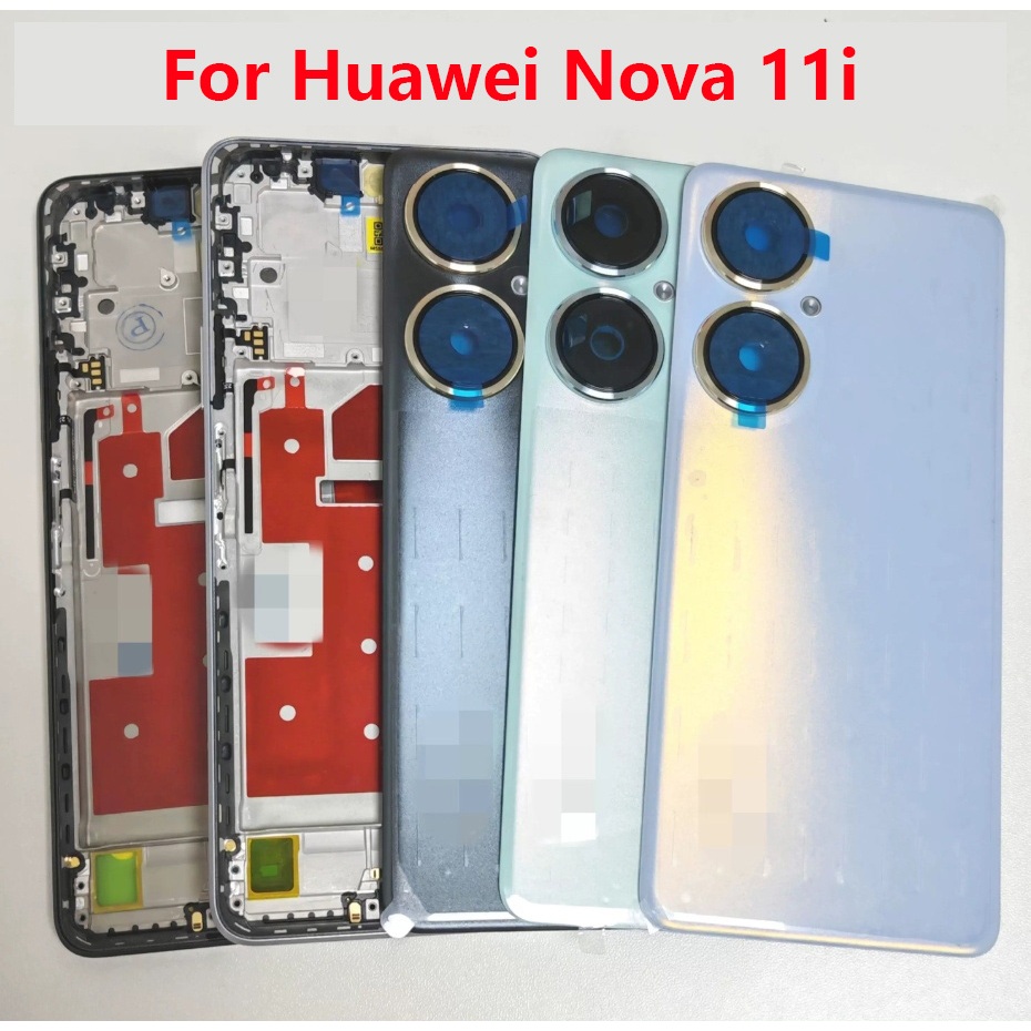 สําหรับ Huawei Nova 11i MAO-LX9 MAO-LX9N Enjoy 60 Pro ฝาครอบแบตเตอรี่กรอบกลางด้านหลังประตูกรณีกรอบด้านหน้าที่อยู่อาศัย Bezel อะไหล่ซ่อม