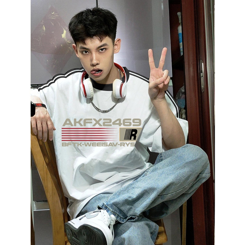 Becoolman- [M-3XL] แบบใหม่ ยอดนิยม แฟชั่น แมทช์ลุคง่าย เสื้อยืด ชาย หล่อ ลายทาง พิมพ์ลาย แขนสั้น4