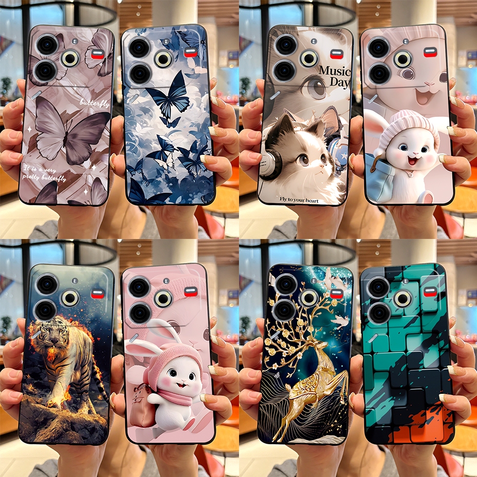 สําหรับ Tecno Pova 6 Neo POVA6NEO ซิลิโคนนุ่มสีดํา TPU เคสโทรศัพท์แฟชั่นการ์ตูนพิมพ์ป้องกันปกหลัง