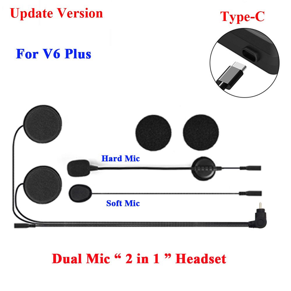 Type-c V6 Plus อุปกรณ์เสริมหูฟังลําโพงไมโครโฟนคู่สําหรับ V6 Plus หมวกกันน็อครถจักรยานยนต์บลูทูธ Intercom