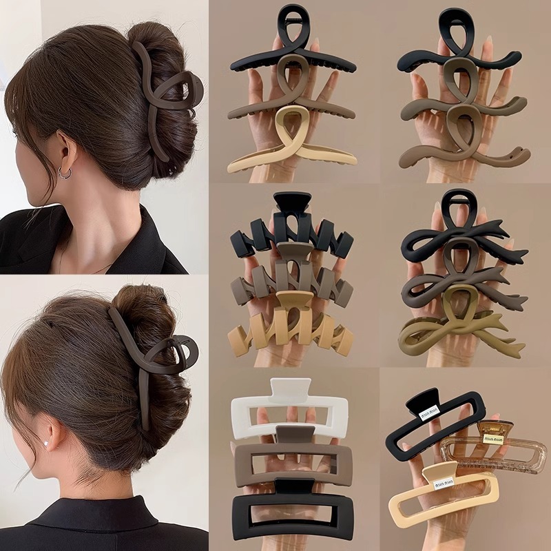 กิ๊บติดผม Black Curry Collection ผู้หญิงด้านหลังหัวจาน Shark Clip เครื่องประดับผม