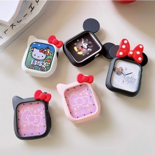 Cute Kitty Soft Silicone Frame Case For i Watch Case Watch Series 9 8 7 6 5 4 3 2 1,SE,SE2 Case Size  49mm 41mm 45mm 38mm 40mm 42mm 44mm Smart iWatch Case