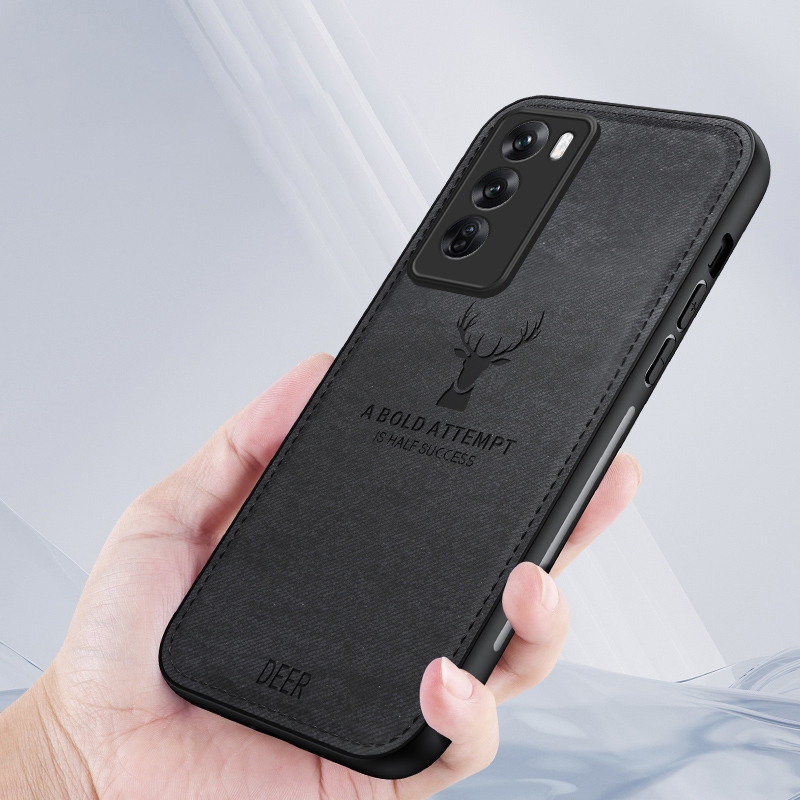 Oppo Reno 12 Pro 5G Reno12 Reno12Pro 12Pro Luxury Deer รูปแบบกรณีผ้า Texture ปลอกแม่เหล็กในตัว Anti ลายนิ้วมือกันกระแทกกันชนนุ่มกล้องป้องกันปกหลัง