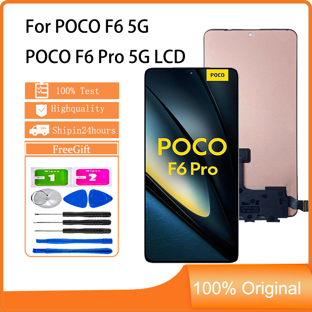 สําหรับ AMOLED POCO F6 Pro 5G F6 5G จอแสดงผล LCD หน้าจอสัมผัสเปลี่ยน