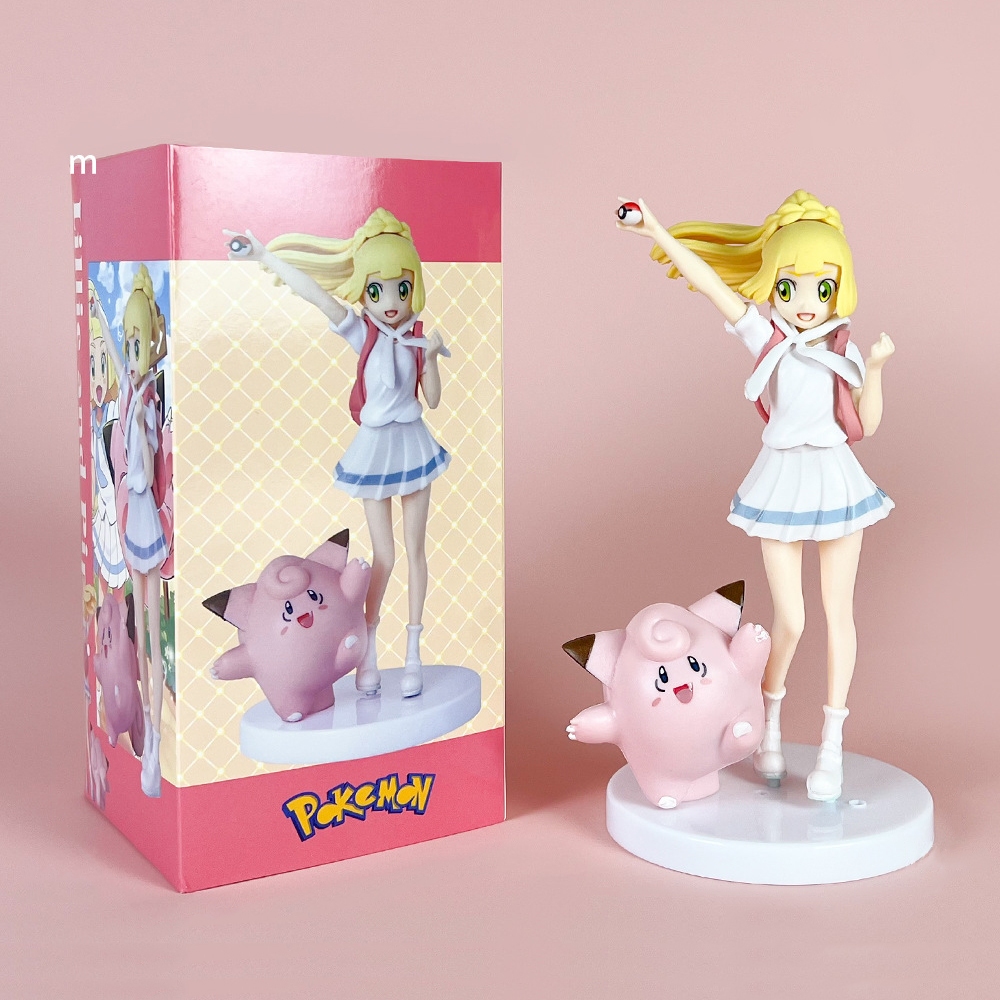 19 ซม.ญี่ปุ่นอะนิเมะเทรนเนอร์ Lillie Clefairy Poké Ball Pocket Monster รุ่น Q PVC Action Figures รุ่นเดสก์ท็อปตกแต่งตุ๊กตาของเล่น