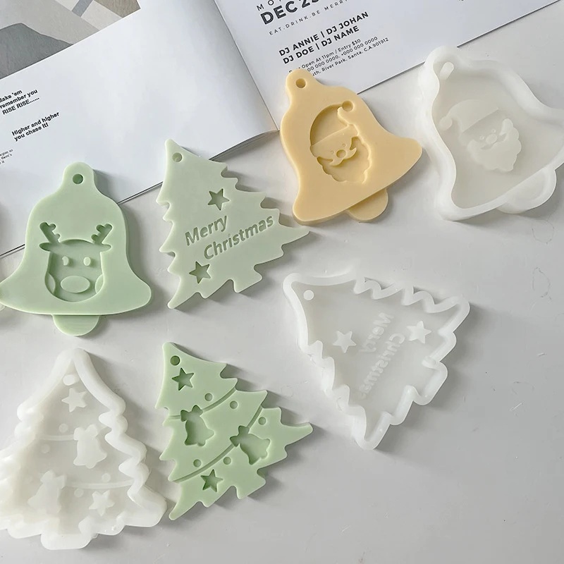 Christmas Series เบเกอรี่แม่พิมพ์ซิลิโคน Pastry Fondant เครื่องมือช็อกโกแลตขนม Mould เค้กตกแต่งน้ํามันหอมระเหยยิปซั่ม DIY อุปกรณ์
