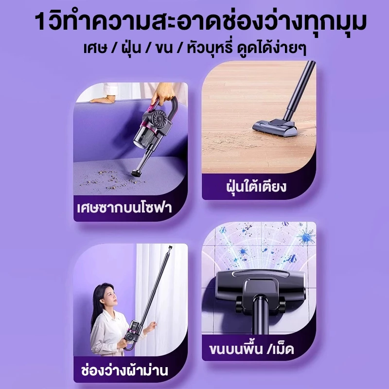 DLT-afel เครื่องดูดฝุ่นไร้สาย 999999PA 7in1 ดูด ถู กำจัดไร ใช้ได้รถและบ้าน thumbnail 4