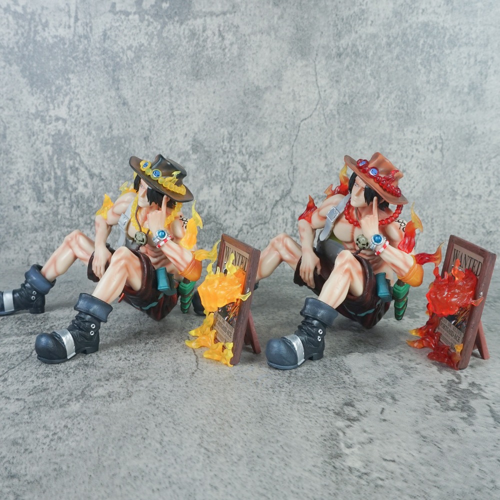 12 ซม.Eiichiro Oda อะนิเมะ One Piece รูป Portgas D Ace Squat ท่าทาง PVC ตัวเลขการกระทําเดสก์ท็อปตกแต่งตุ๊กตาของเล่นของขวัญ