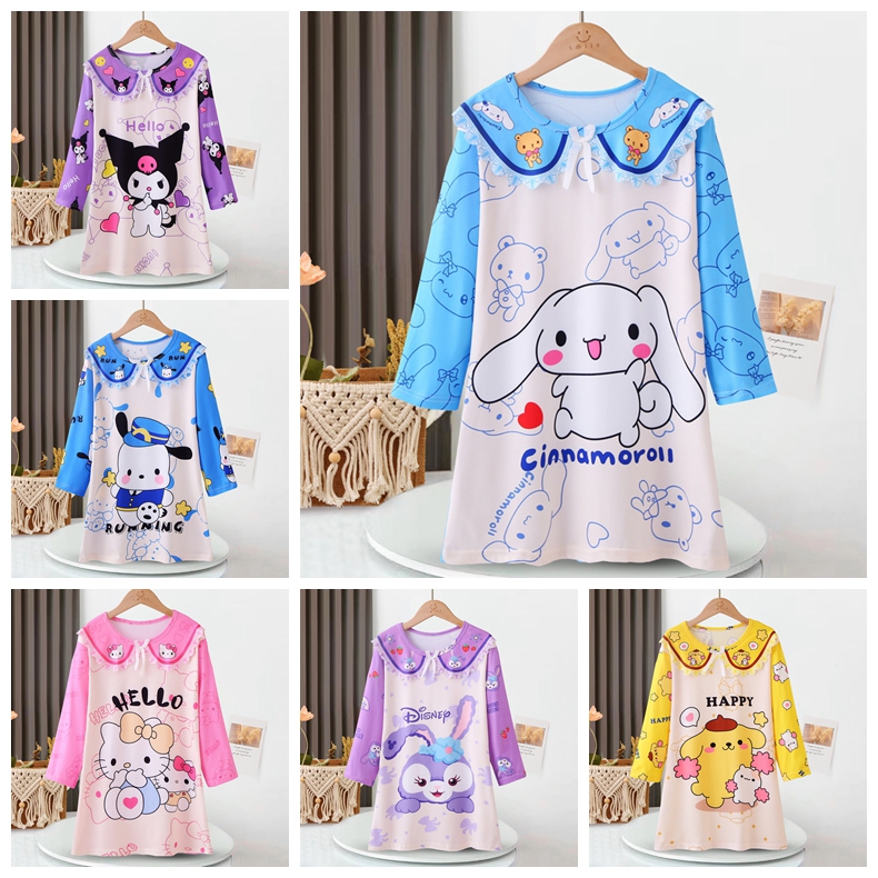 สาวชุดแขนยาว Nightdress เด็กชุดนอนเด็กหญิง nightclothes สําหรับ 10 - 11 ปี