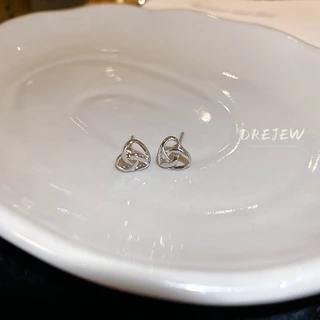 DREJEW เดรช 925 เงินเข็มเรียบง่ายใหม่สไตล์เย็นโพรงรักต่างหูแฟชั่นส่วนบุคคลต่างหูแสงหรูหราระดับไฮเอนด์ต่างหู ไม่แพ้ง่าย