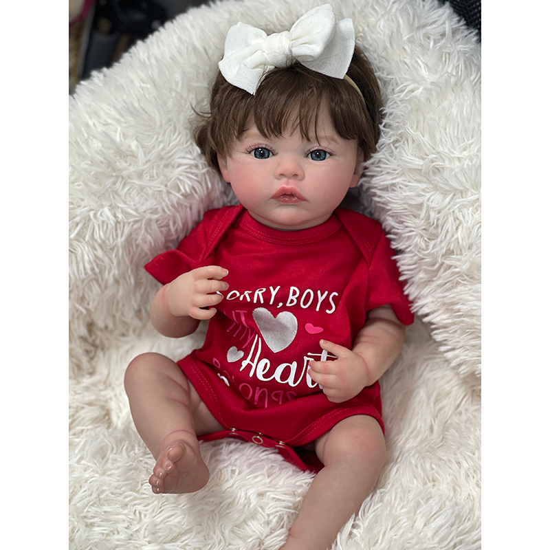 18นิ้วbebe Rebornตุ๊กตาMeadowกับรากผมซิลิโคนสมจริงRebornเด็กสาวตุ๊กตา3Dภาพวาดผิวหลายรายละเอียดเส้นเล