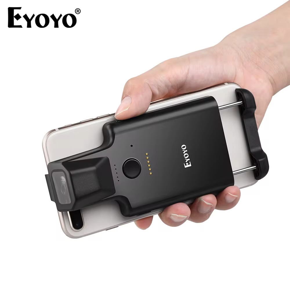 Eyoyo 2D คลิปด้านหลังบลูทูธ Barcode Scanner ทํางานร่วมกับโทรศัพท์แบบพกพา QR รหัส PDF417 Data Matrix 