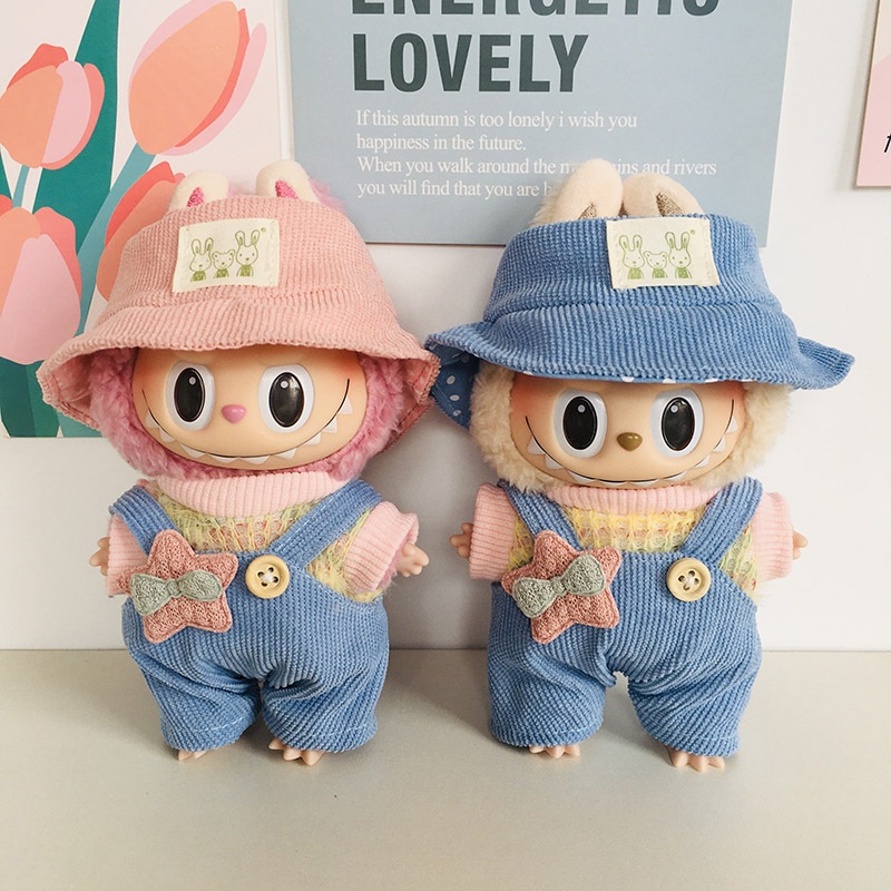Homyl [ส่วนลดใหญ่]labubu v2 ของเล่น ชุดเสื้อผ้าตุ๊กตา พร้อมหมวกชุดสําหรับตุ๊กตา 5.91/ 6.69 นิ้ว Labubu macaron ชุด labubu ชุดไทย