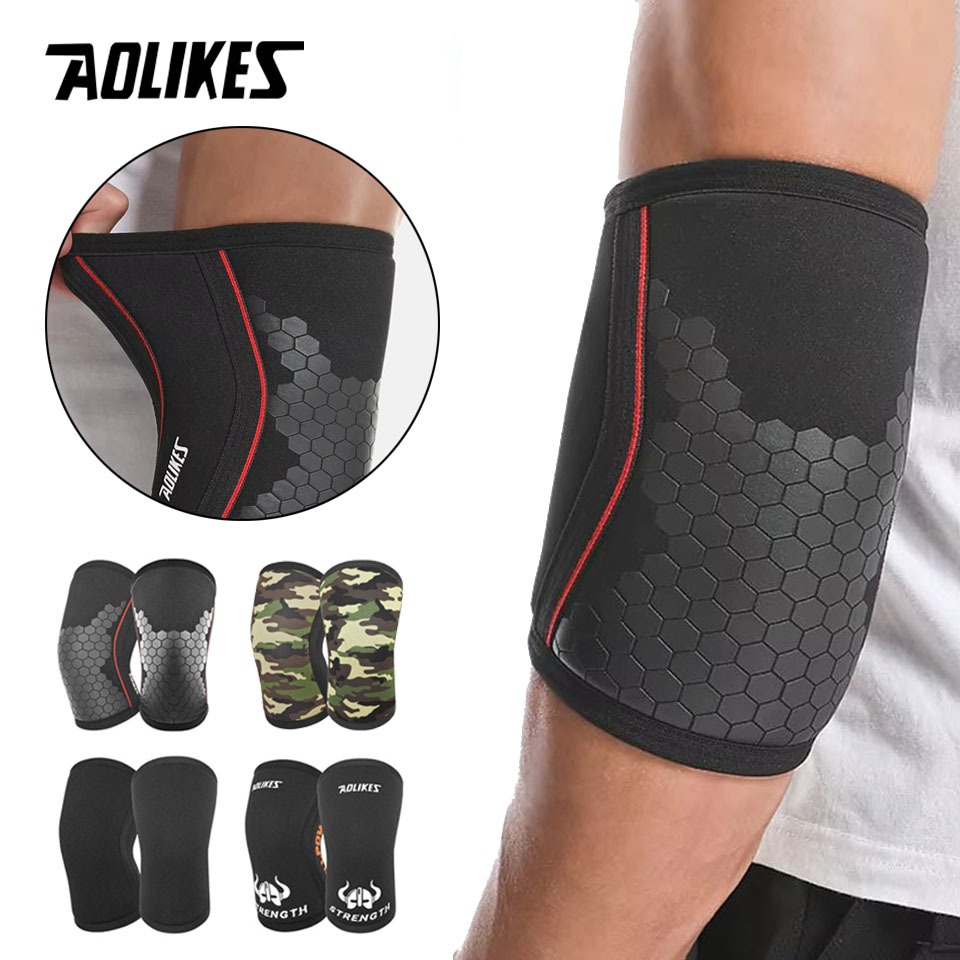 Aolikes 7 มม.ยกน้ําหนักข้อศอกรั้งสนับสนุน Neoprene การบีบอัดข้อศอก Pads แขนแขน Protector สําหรับ Powerlifting Gym ฟิตเนส