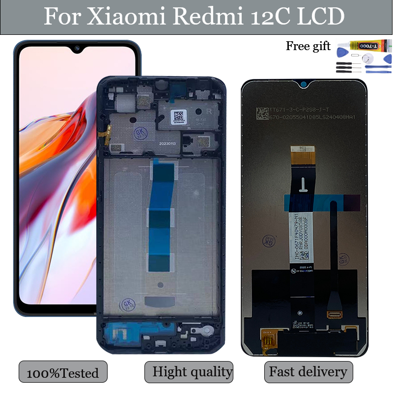สําหรับ Xiaomi Redmi 12C จอแสดงผล LCD Touch Screen Glass Digitizer Assembly เปลี่ยนหน้าจอ LCD 22120R