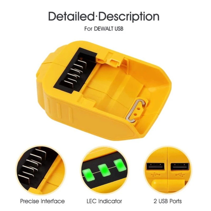 Power Source Converter อะแดปเตอร์แบตเตอรี่สําหรับ Dewalt 18V 20V Max Li-ion แบตเตอรี่ Dual USB Type-C DC LED ทํางาน