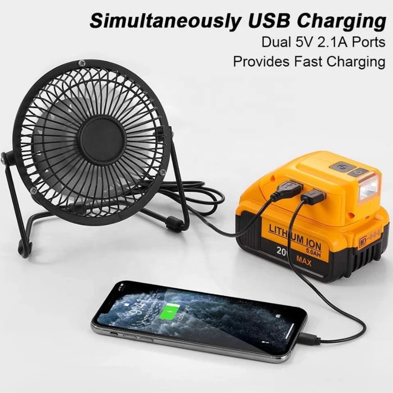 Power Source Converter อะแดปเตอร์แบตเตอรี่สําหรับ Dewalt 18V 20V Max Li-ion แบตเตอรี่ Dual USB Type-C DC LED ทํางาน