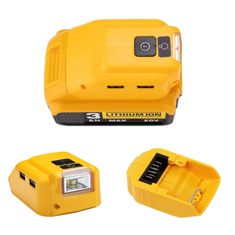 Power Source Converter อะแดปเตอร์แบตเตอรี่สําหรับ Dewalt 18V 20V Max Li-ion แบตเตอรี่ Dual USB Type-C DC LED ทํางาน
