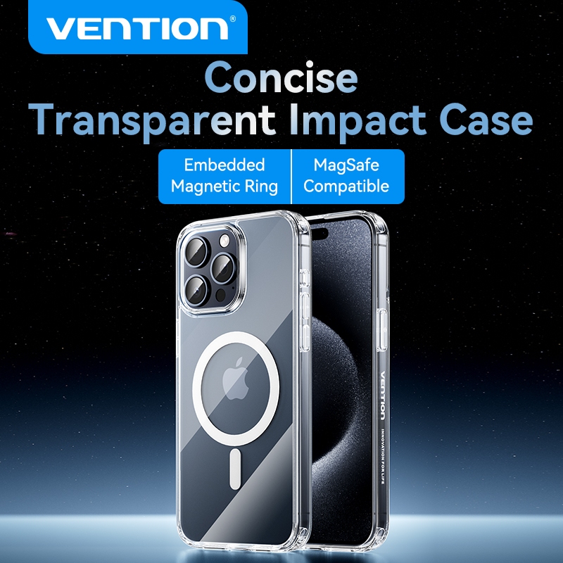 [โค้ดคุ้ม][สต็อก]Vention เคสไอโฟน lmpact โปร่งใสกระชับพร้อม MagSafe สําหรับ ไอโฟน16 ไอโฟน13/14/15 Series