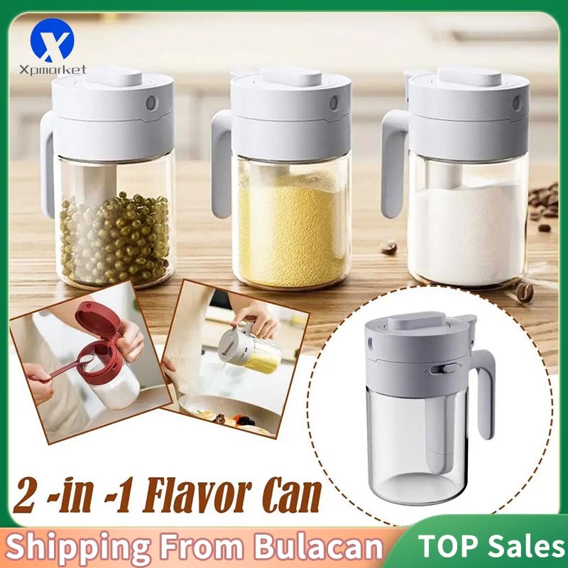 Xpmarket ช้อนแยกเครื่องปรุงรสกล่องครัวครัวเรือนเครื่องปรุงรส ไห เกลือ ไห กล่องเก็บเครื่องปรุงรส 2-ใน