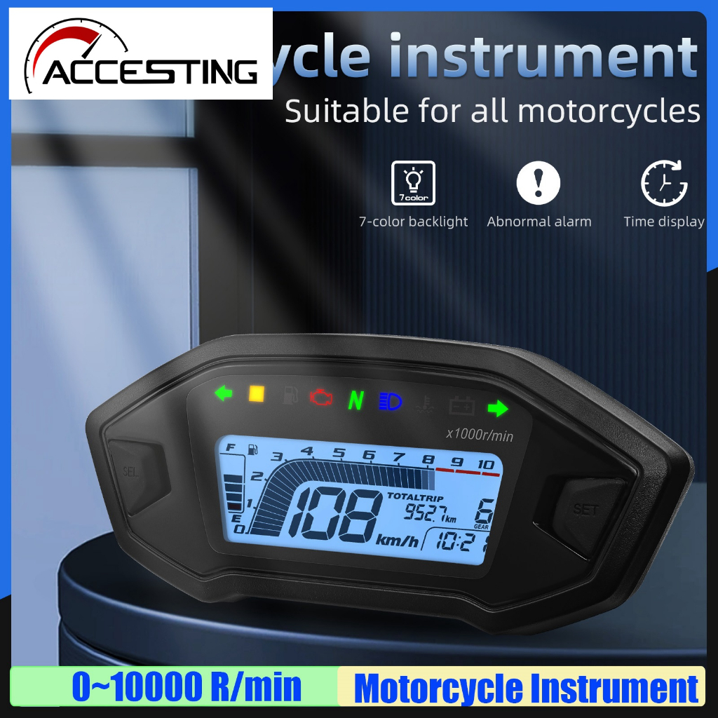 เครื่องวัดความเร็วรอบเครื่องยนต์ดิจิทัล Led 10000Rpm 12V ปรับได้ 7 สี สําหรับกระบอกสูบ 1,2,4