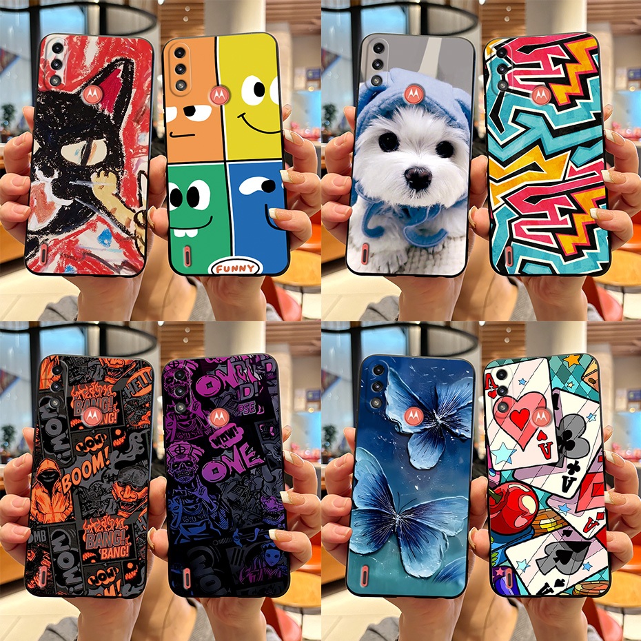 สําหรับ Motorola MOTO E7 Power / E7i Power / Lenovo K13 Case ออกแบบใหม่ 2023 สีดําทาสี Soft TPU Silicon Casing ฝาครอบป้องกัน