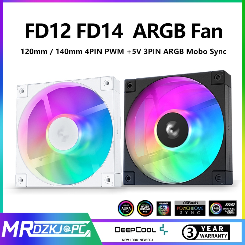 Deepcool FD12 FD14 ARGB CPU พัดลม 120 มม.140 มม.เดี่ยว/3 IN 1 Daisy Chain รุ่นที่สองแอดเดรส RGB LED 