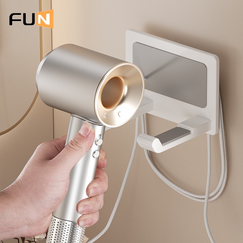 [สนุก] ชั้นวางเครื่องเป่าผมเจาะฟรีห้องน้ําติดผนังเครื่องเป่าผมวงเล็บห้องน้ําเครื่องเป่าผมชั้นเก็บไม้แขวนเสื้อ