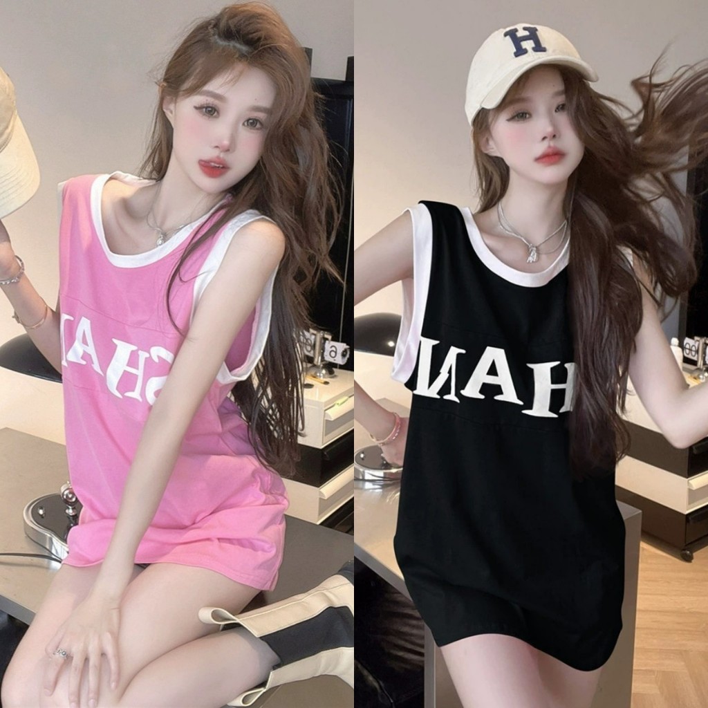 เสื้อกล้ามผู้หญิง สไตล์เกาหลี ขนาดใหญ่เกินไป หลวมเสื้อยืดแขนกุดหวานน่ารักเสื้อยืดสตรีทสวมใส่สําหรับผู้หญิงเทรนด์ฮอต 2024