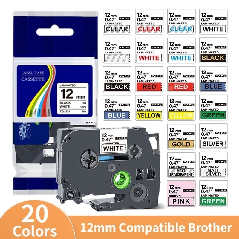 Tze231 12 มม.* 8 M เทปฉลากสําหรับ Brother tze231 TZ231 tze231 ลามิเนต P-Touch Label Maker เทปสําหรับ
