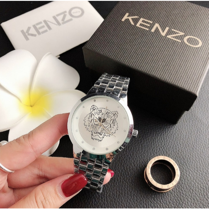 Kenzo สินค้าใหม่ Mens Unique Quartz Movement สายสแตนเลสแนวโน้มแฟชั่นนาฬิกาอเมริกันยุโรป