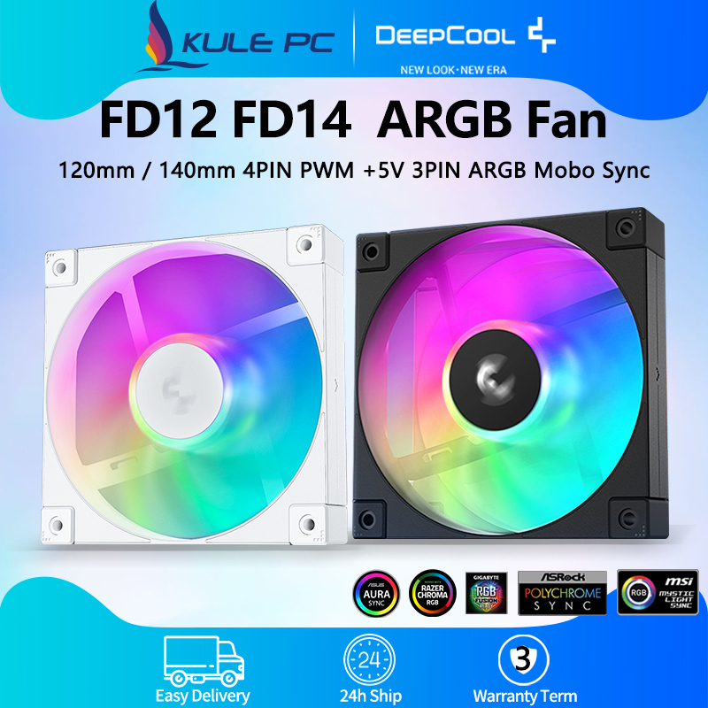 Deepcool FD12 FD14 ARGB CPU พัดลม 120 มม.140 มม.เดี่ยว/3 IN 1 Daisy Chain รุ่นที่สองแอดเดรส RGB LED 