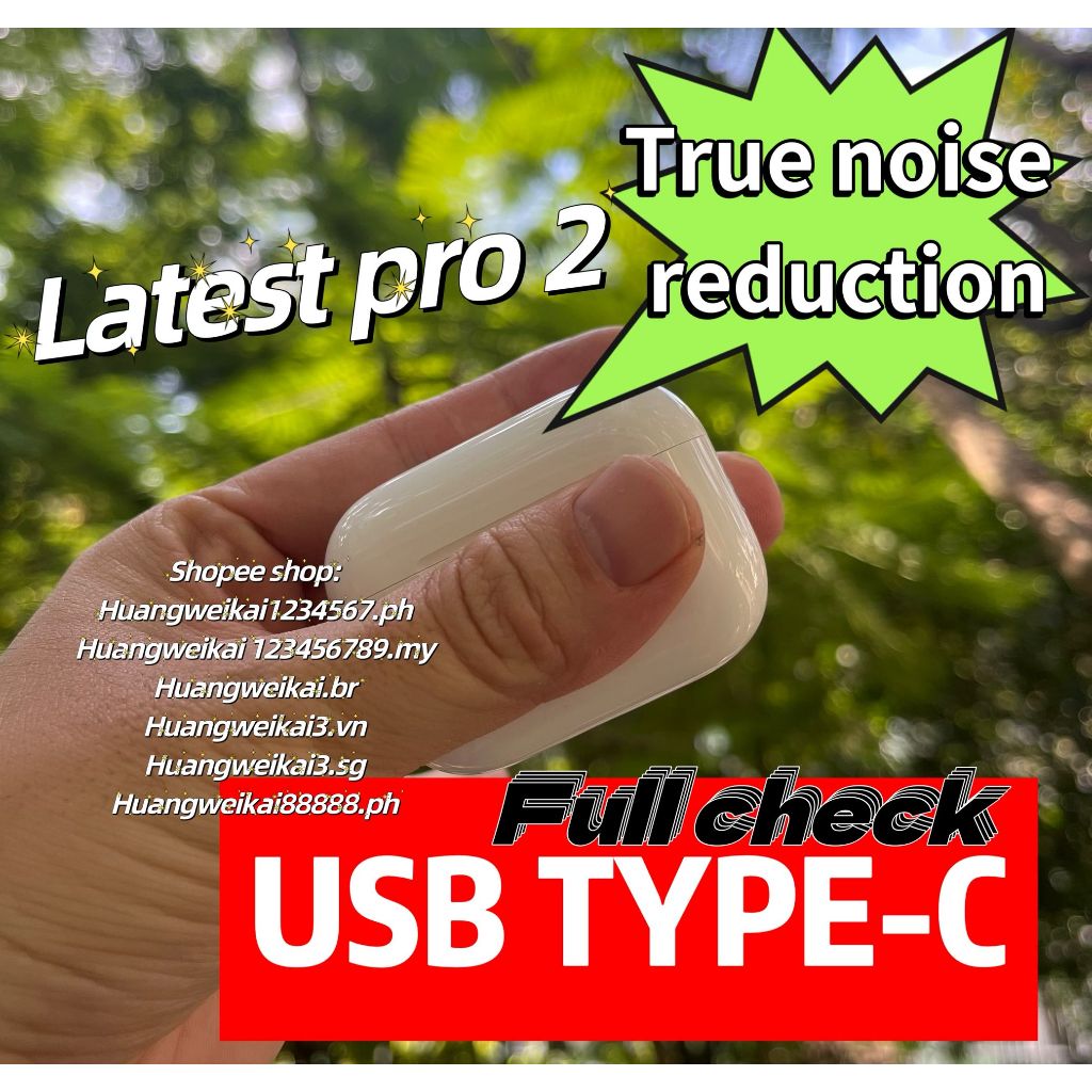 2024type-c Pro 2 ANC ระดับพรีเมียมจริง Gen Pro 2 Rename GPS หูฟังไร้สายบลูทูธ TWS Super Bass Fone พร