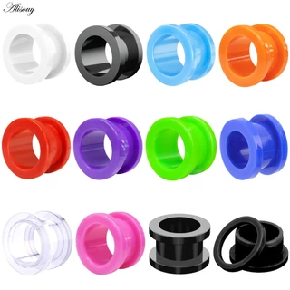 Alisouy 2 ชิ้นอะคริลิคที่มีสีสันหู Plug และอุโมงค์ผู้ชายผู้หญิงสีขาวใสหูวัดหู Expander Stercher เจาะเครื่องประดับ 2-16 มม.