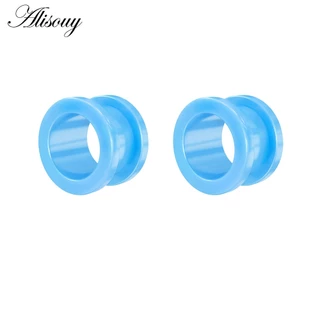 Alisouy 2 ชิ้นอะคริลิคที่มีสีสันหู Plug และอุโมงค์ผู้ชายผู้หญิงสีขาวใสหูวัดหู Expander Stercher เจาะเครื่องประดับ 2-16 มม.