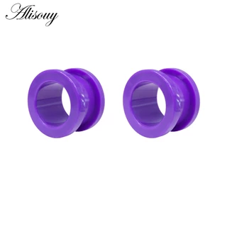 Alisouy 2 ชิ้นอะคริลิคที่มีสีสันหู Plug และอุโมงค์ผู้ชายผู้หญิงสีขาวใสหูวัดหู Expander Stercher เจาะเครื่องประดับ 2-16 มม.