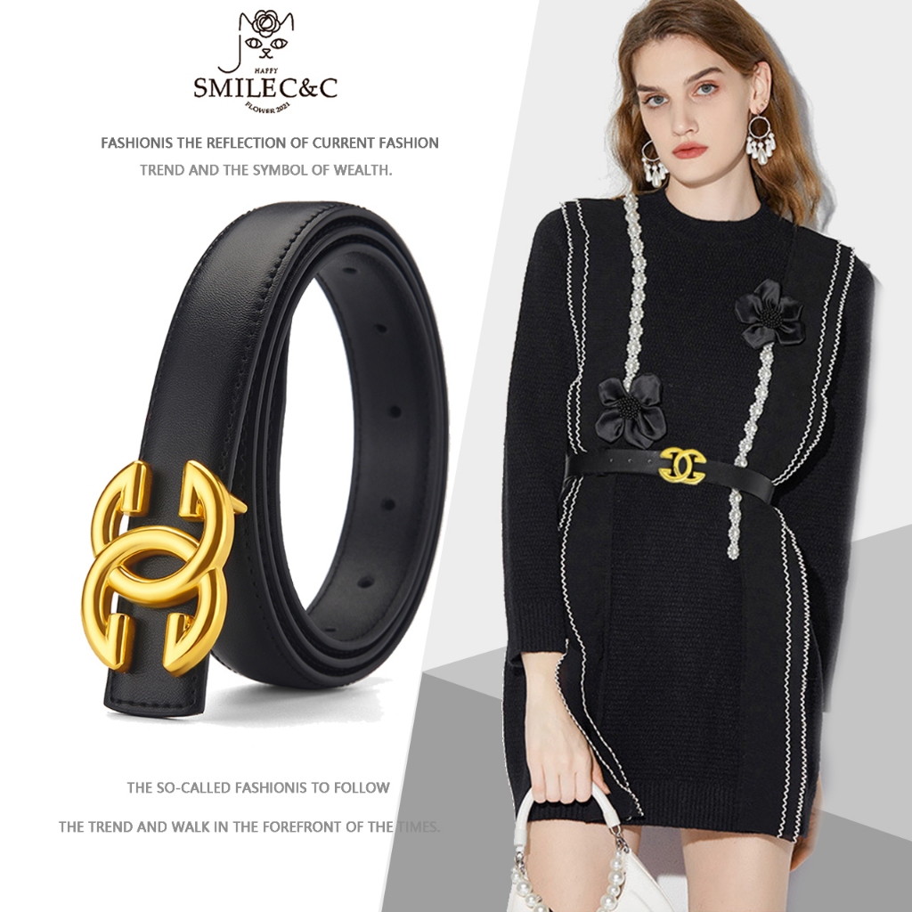 SmileFairyCC【COD & พร้อมส่ง】 เข็มขัดหนังนิ่ม แบบบาง เข้ากับทุกการแต่งกาย สไตล์เกาหลี แฟชั่นสําหรับผู้หญิง และนักเรียน