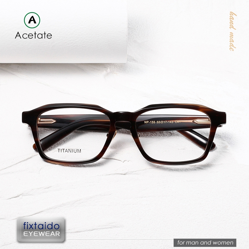 999.9 แว่นตาทรงสี่เหลี่ยมผืนผ้าผู้ชายที่มีสไตล์เดียวกันไทเทเนียม กําเริบ ยืดหยุ่นย้อนกลับรูปตัว ร แว