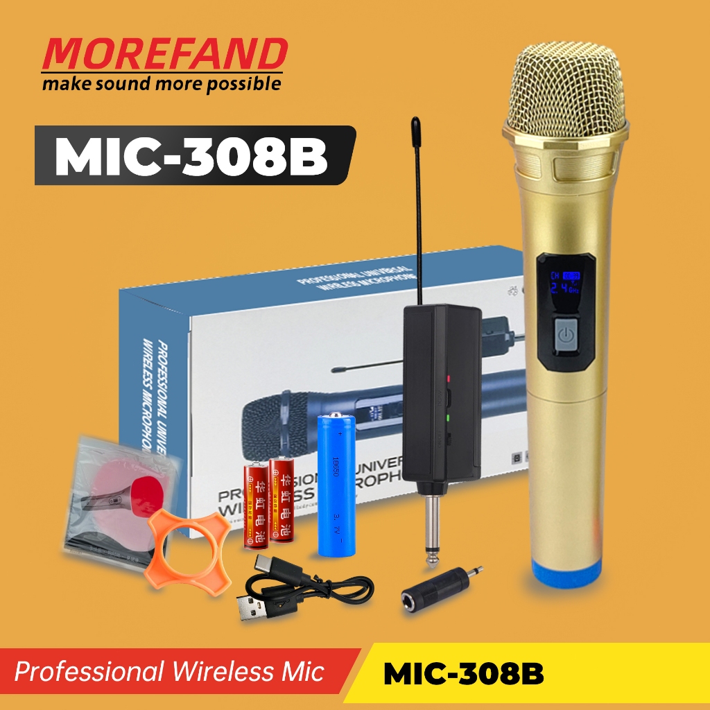 Advance ไมโครโฟนใหม่ Profesional 2 Mic Wireless Gold Original Wireless Mic 308B ไมโครโฟน/รับประกัน 1