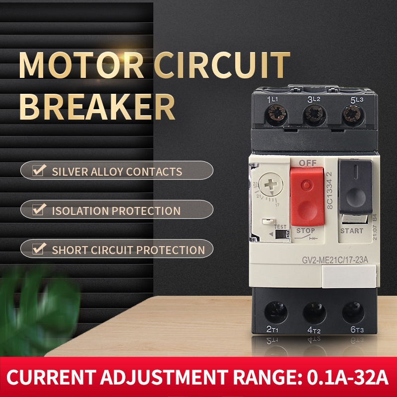 เบรกเกอร์ป้องกันมอเตอร์ 3P Thermal Magnetic Type เบรกเกอร์มอเตอร์ MPCB Circuit Breaker Push Button