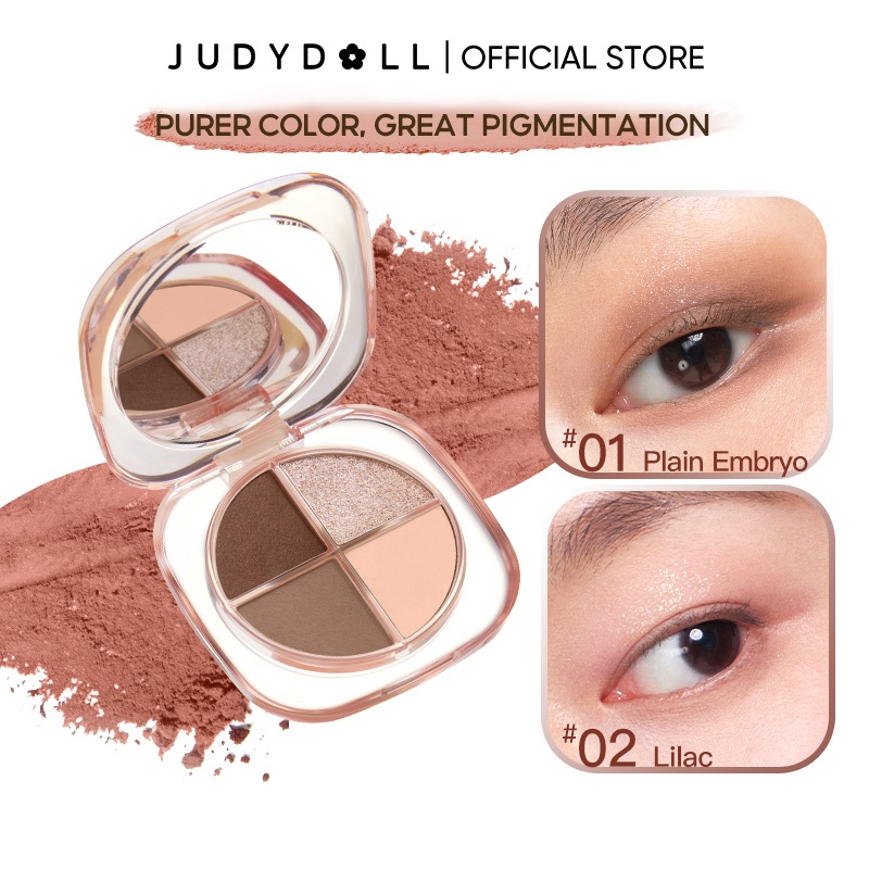 Judydoll Four Shades Eyeshadow Palette Liquid Powder Natural Four Colors 6.5g