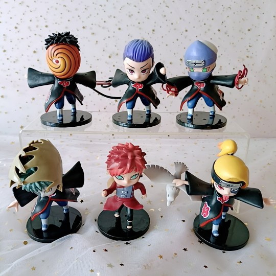 6 ชิ้น/เซ็ต 9 ซม.อะนิเมะ Naruto Uchiha Sasuke Sasori Deidara Uchiha Itachi Hoshigaki Kisame Seven-Sw