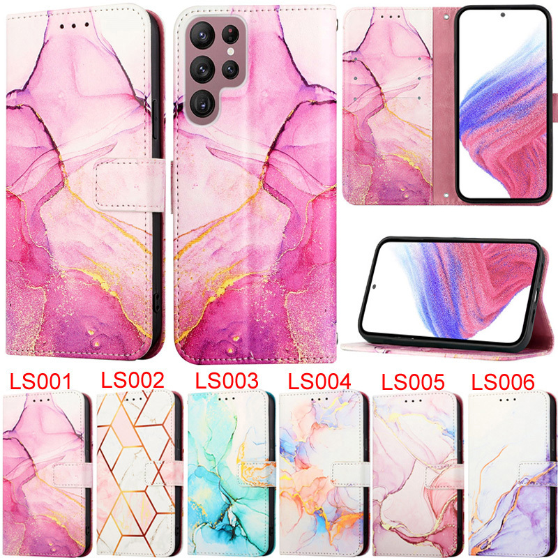 SAMSUNG หรูหราปลอกสําหรับsamsung Galaxy S24 Ultra S23 FE 5G S22 Ultra S21 Plus S23 Ultra S21 FE S21 Ultra S20 FE 5G S24 + Retroกระเป๋าสตางค์ช่องใส่การ์ดหนังหินอ่อนนุ่มพลิกเคสโทรศัพท์