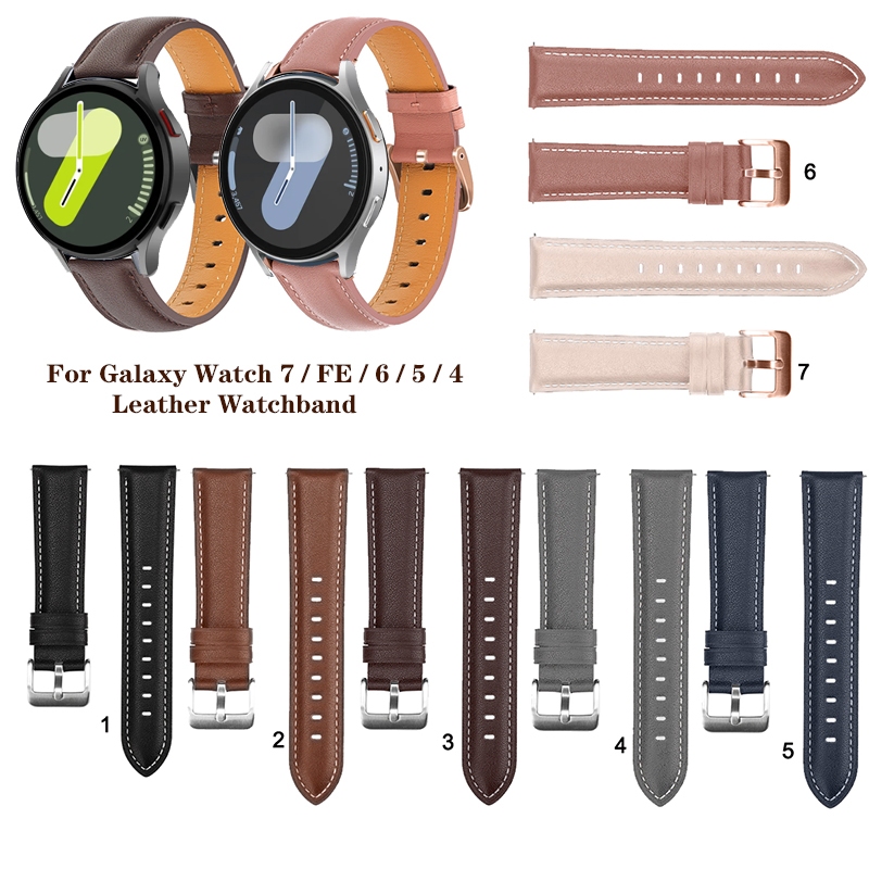 20 มม.22 มม.แฟชั่นสายหนังสําหรับ Samsung Galaxy Watch 7 FE 6 5 4 3/Watch6 คลาสสิก 43 มม.47 มม./Active 2 40 มม.44 มม./เกียร์ S3