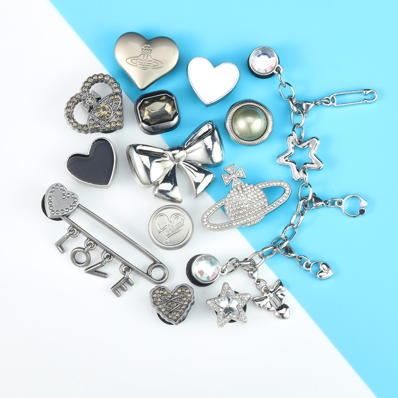 Texture Trend Crocs Crocs Zhibixing Accessories Hole Shoes Flower Elegant Premium Silver Saturn Series
