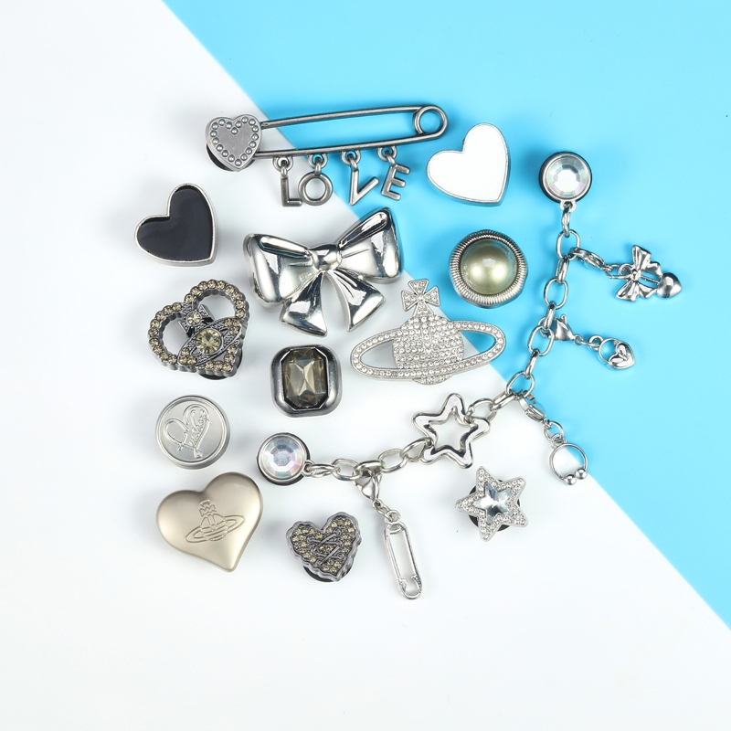 Texture Trend Crocs Crocs Zhibixing Accessories Hole Shoes Flower Elegant Premium Silver Saturn Series