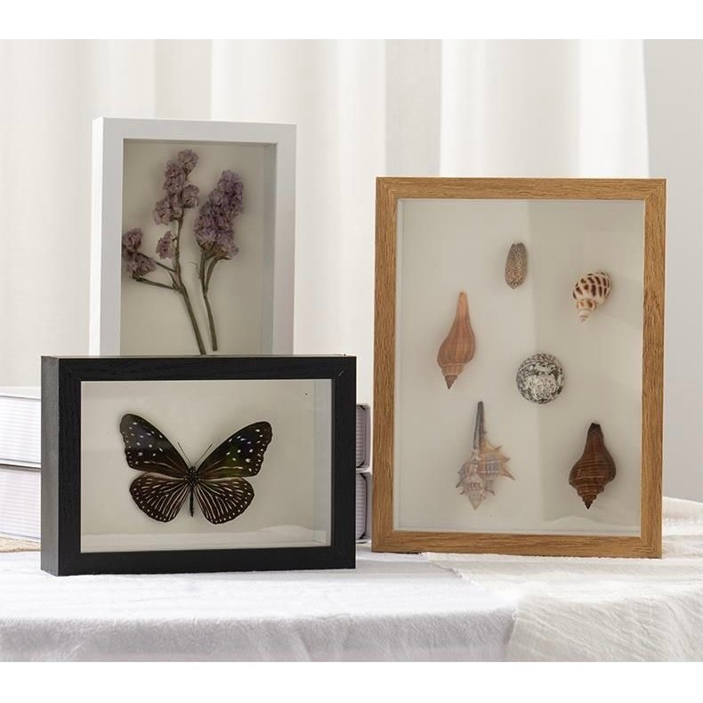 A3 A4 กรอบไม้ 1.5 ซม. สามมิติ กลวง แห้ง ดอกไม้ กรอบ อุปกรณ์ตกแต่งผนัง【ขนาดที่ปรับแต่งได้】