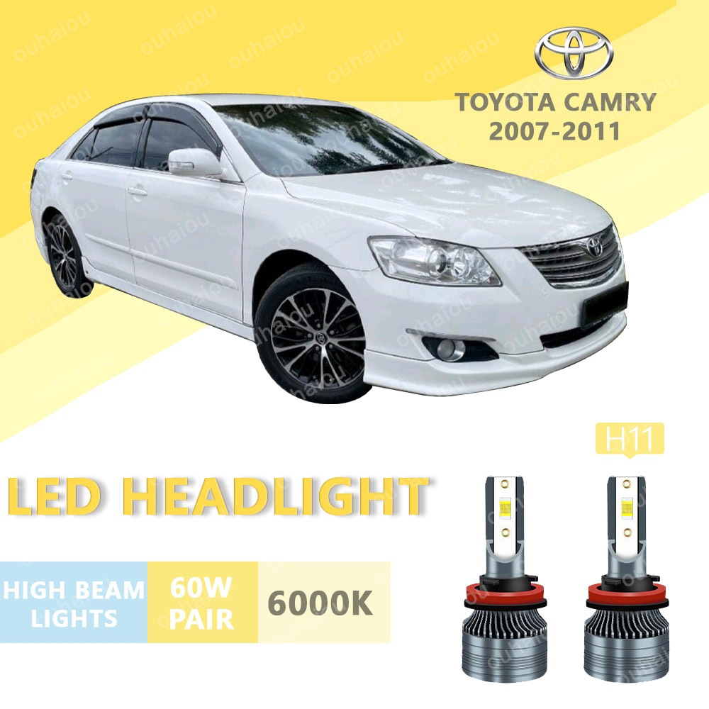 หลอดไฟหน้า LED สว่างมาก สีขาว สําหรับ TOYOTA Camry 2007-2011 H11 2 ชิ้น
