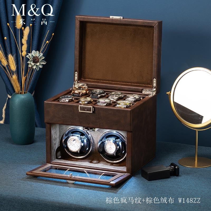 MELANCY ยี่ห้อ 2024 หรูหราของขวัญนาฬิกาหนังกล่องนาฬิกาอัตโนมัติ watch Winder 2 + 8 กล่องพรีเมี่ยมนาฬิกากล่อง