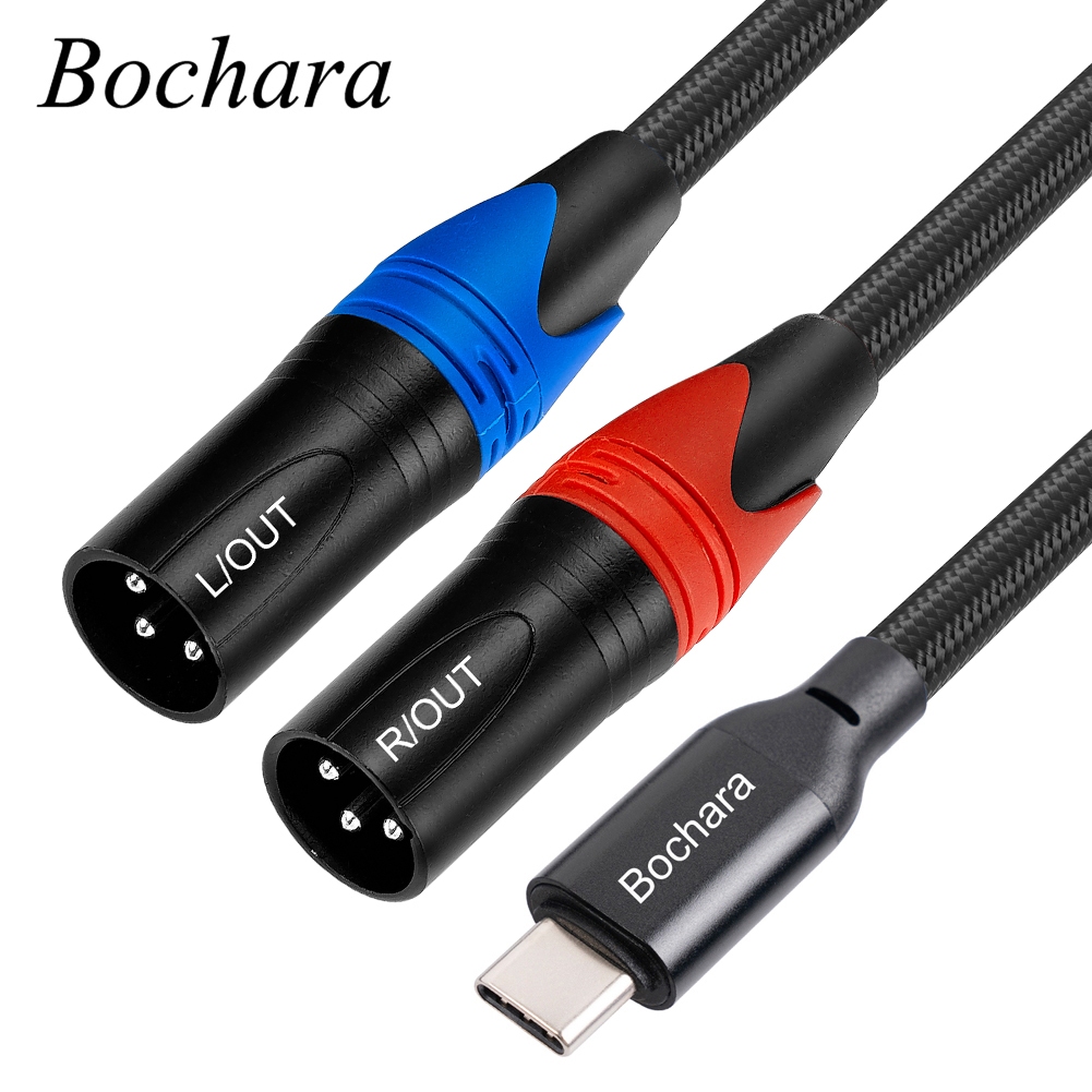 สายสัญญาณเสียงชาย Bochara Braided Type C ถึง Dual XLR ในตัวชิปเซ็ตโล่สําหรับลําโพง